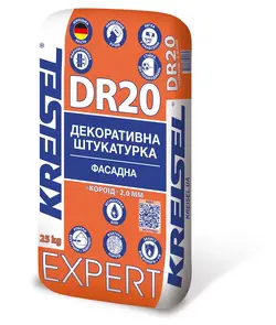 Декоративная минеральная штукатурка «Короид» EXPERT DR20, 2,0 мм, белая (25кг)