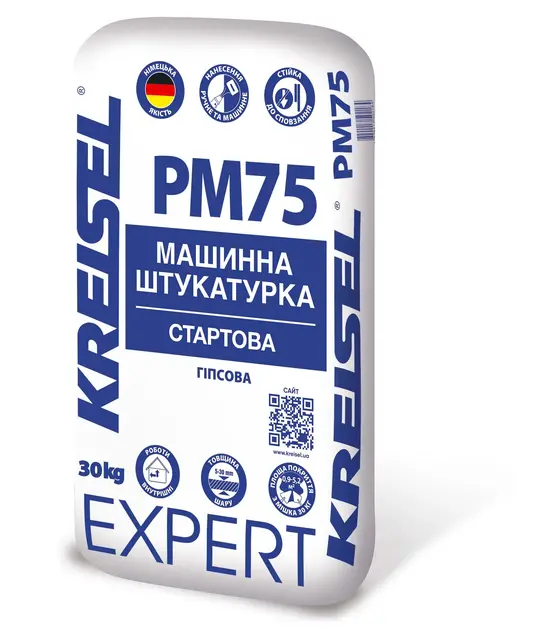 Машинная штукатурка стартовая гипсовая EXPERT PM75 (30кг)